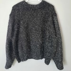 H&M black and metallic silver fluffy sweater